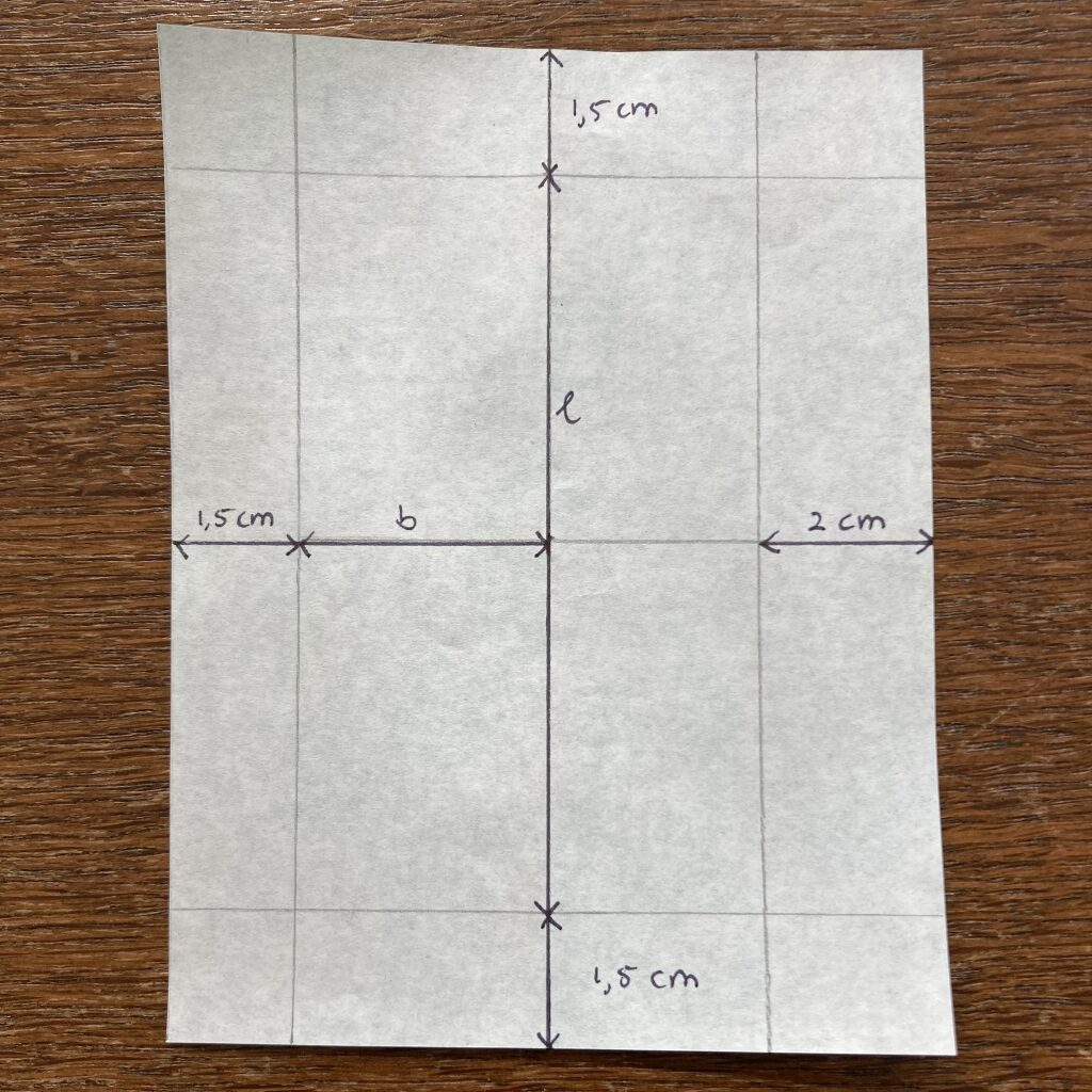 Instructie bij stap 3: Patroon voor een nieuwe zoom met vouwlijnen.